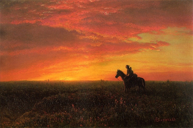 Albert Bierstadt Oil Painting On the Plains, Sunset